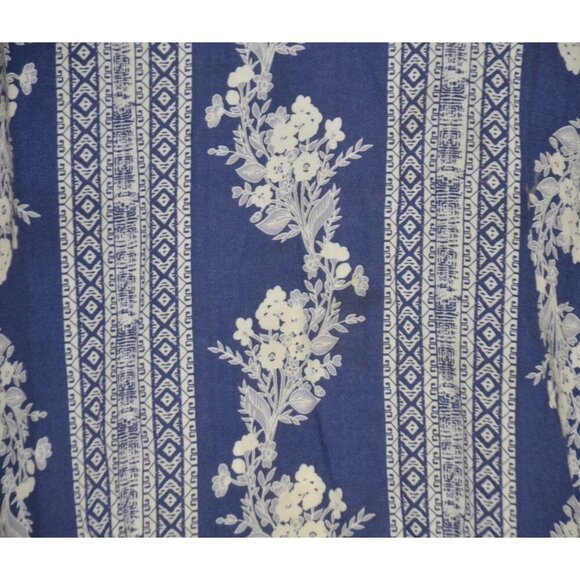 Fred David Blue Floral Print Blouse Ladies XL Lightweight Rayon Top Casual Top - Picture 4 of 10